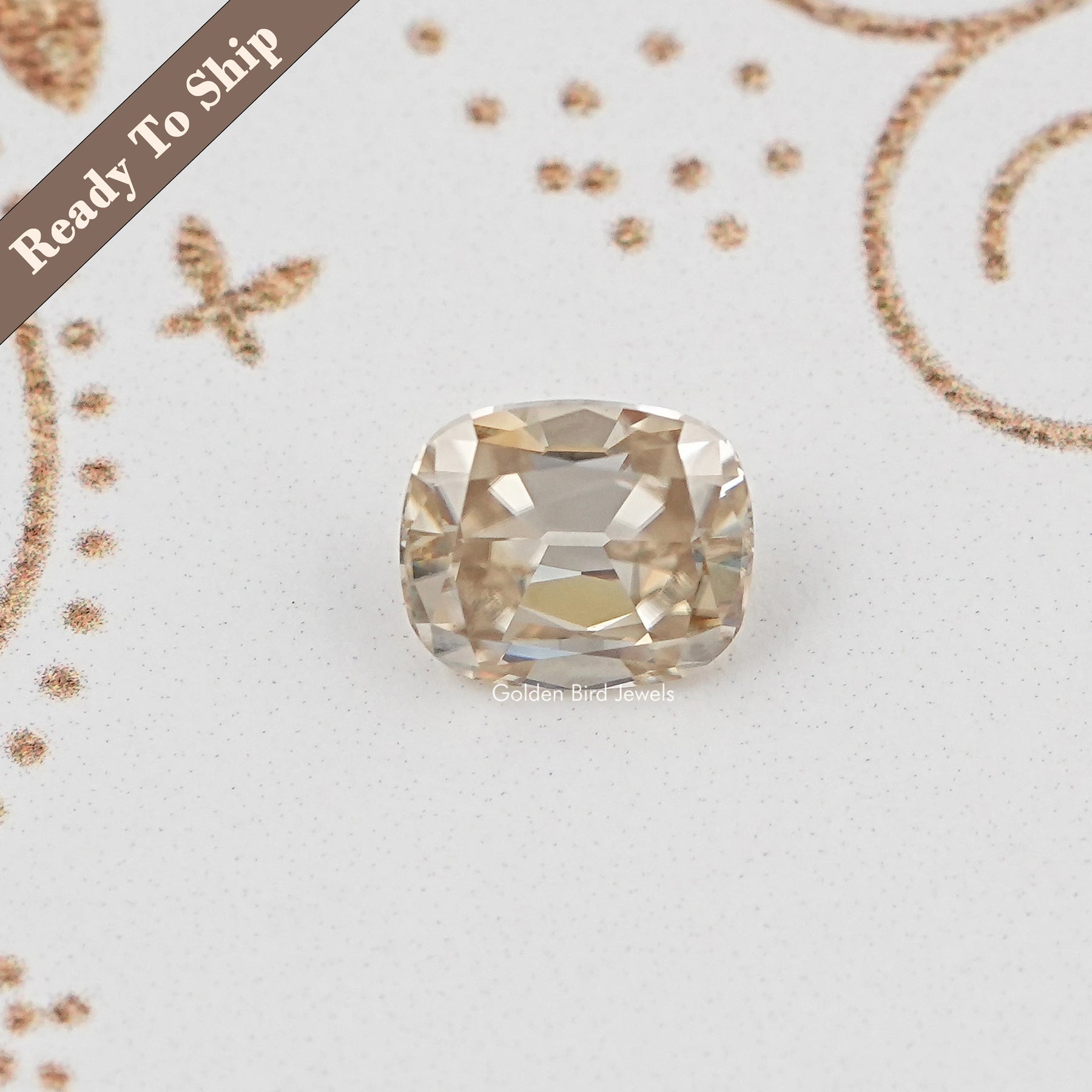 View Of yellow Old Mine Cushion Loose Moissanite Stone
