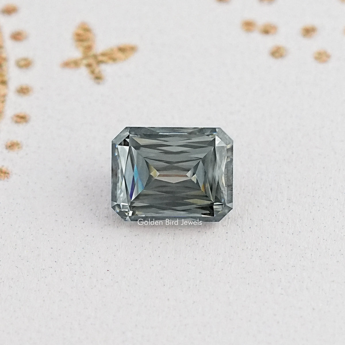 Front View Of Grey Criss Cut Moissanite stone