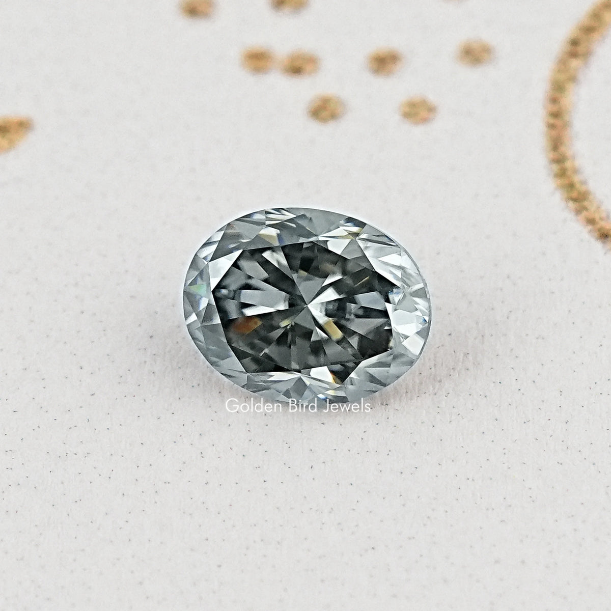 Front View Of Grey Oval Cut Moissanite Loose stone