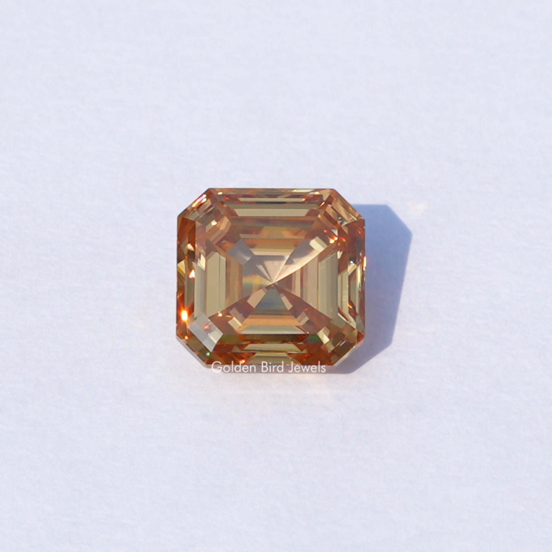 Orange Asscher Moissanite Loose Stone