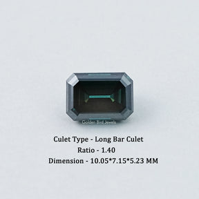 Dark Green Old Mine Emerald Cut Loose Moissanite