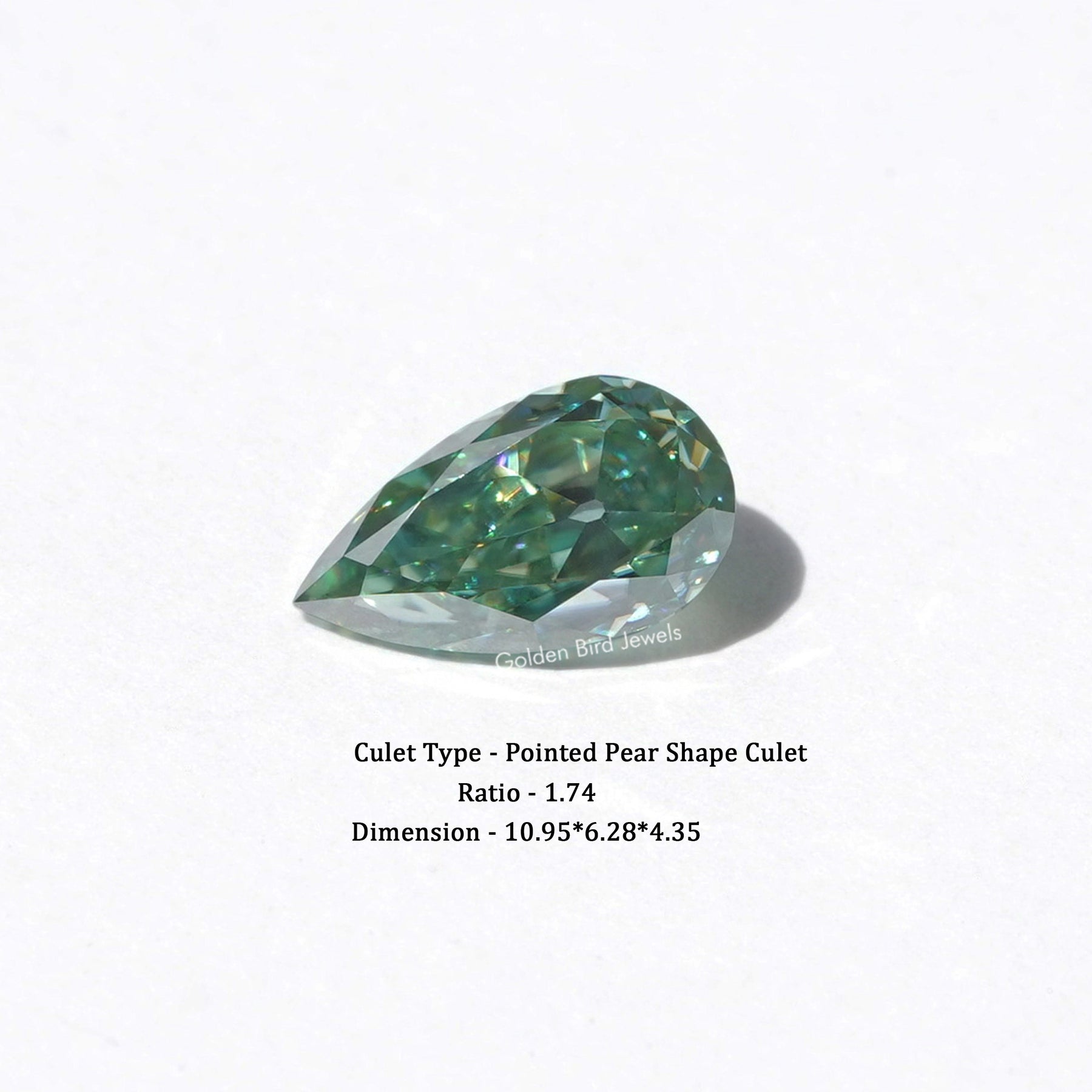1.90 CT Old Mine Pear Cut Blue Green Moissanite Loose Stone