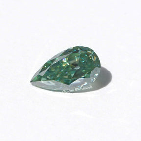 1.90 CT Old Mine Pear Cut Blue Green Moissanite Loose Stone