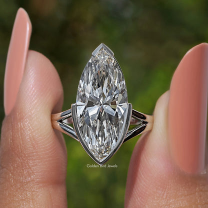 Marquise Cut Lab Diamond Split Shank Ring