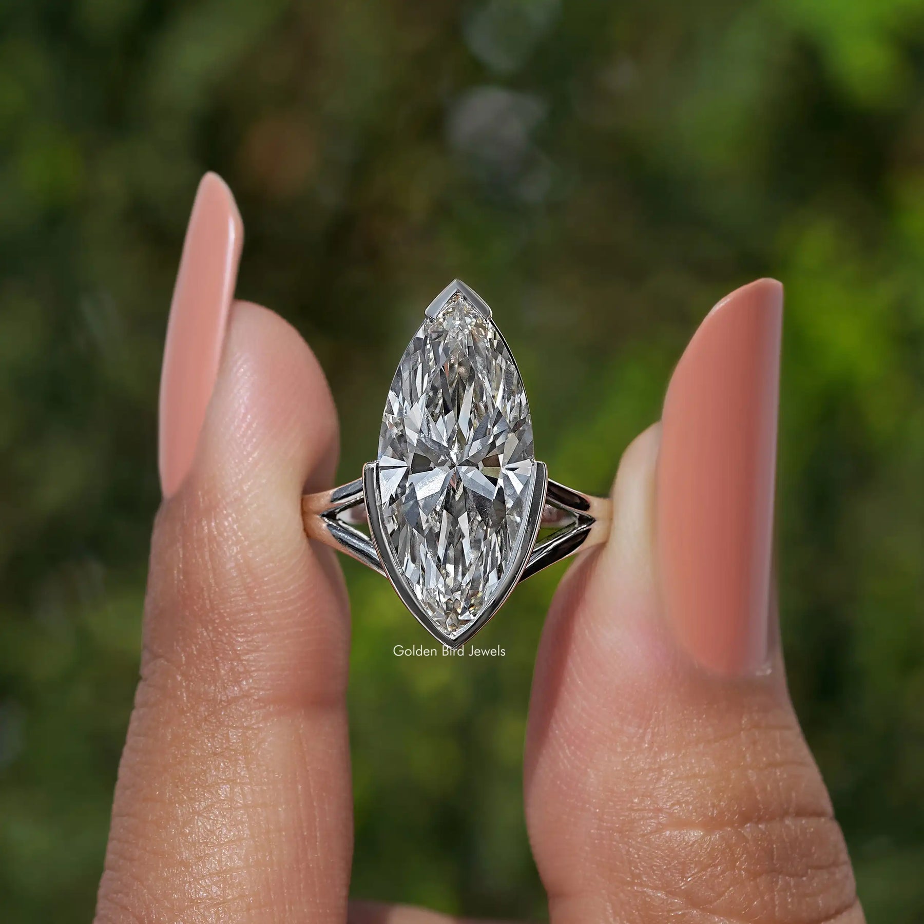 Marquise Cut Lab Diamond Split Shank Ring