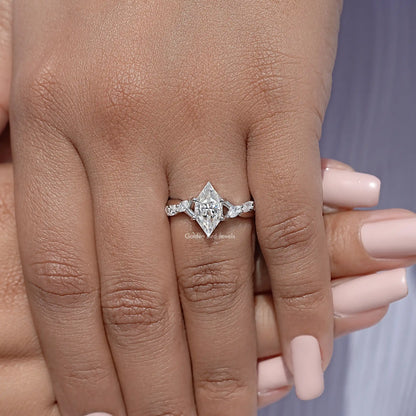 Dutch Marquise Cut Moissanite Diamond Floral Wedding Ring