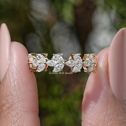 Marquise Lab Diamond Dainty Wedding Band