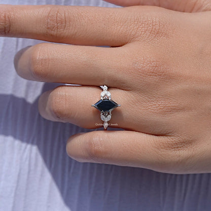 Black Dutch Marquise Moissanite Gemstone Leaves Stone Ring