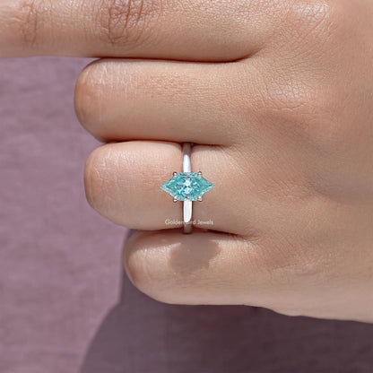 Dutch Marquise Moissanite Gemstone Hidden Halo Ring