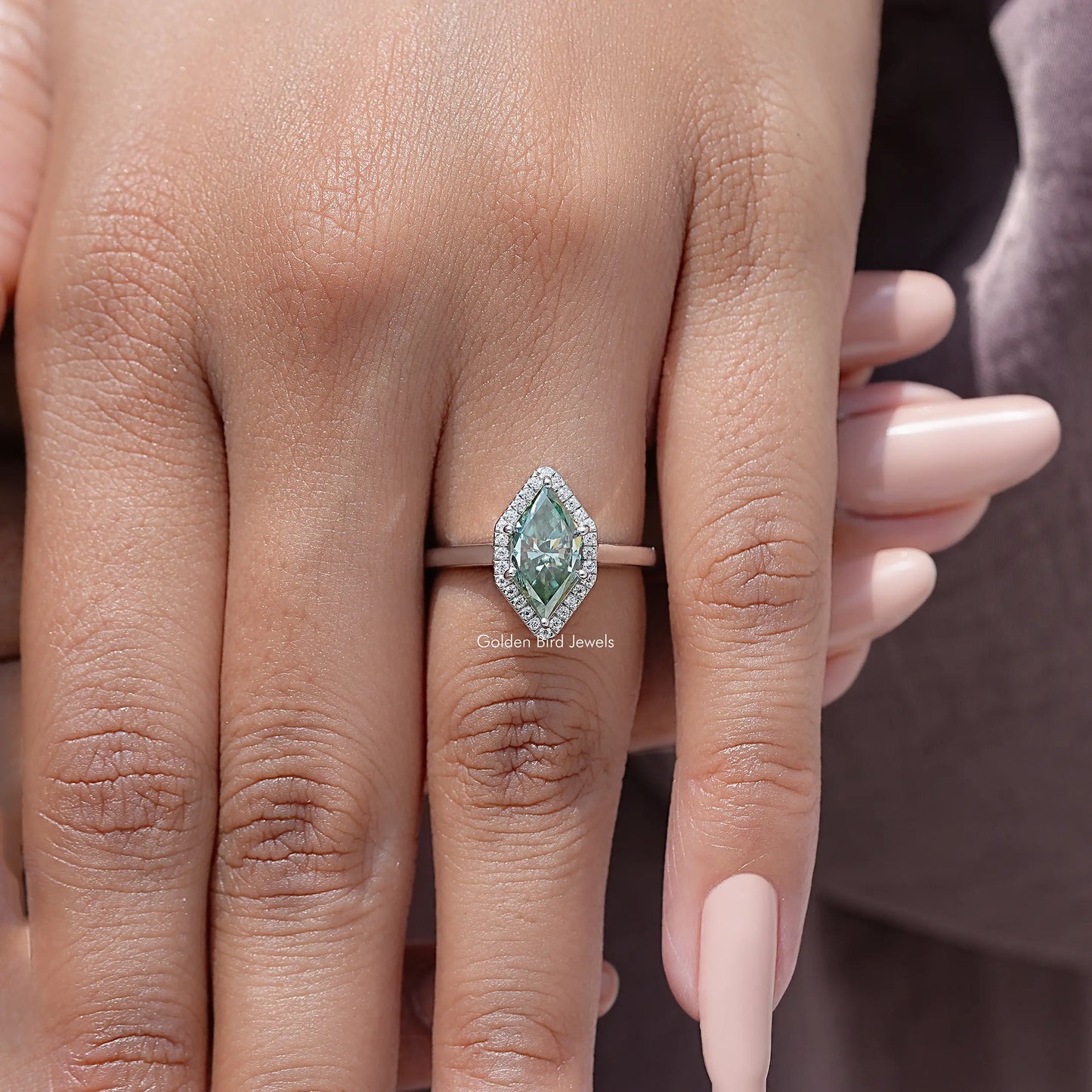 Dutch Marquise Moissanite Gemstone Halo Wedding Ring