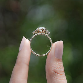 Back view of Marquise And Baguette Lab Diamond Five Stone Ring