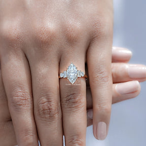 Display view of Marquise And Baguette Diamond Five Stone Ring