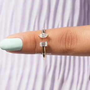 Yellow Gold Marquise And Emerald Cut Open Ring for any occasion 
