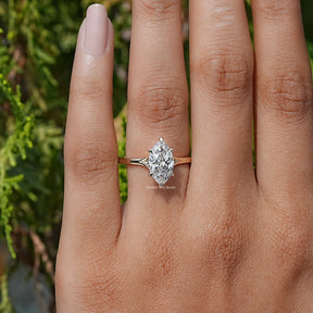 View of Marquise Cut Diamond Engagement Ring In Yellow Gold