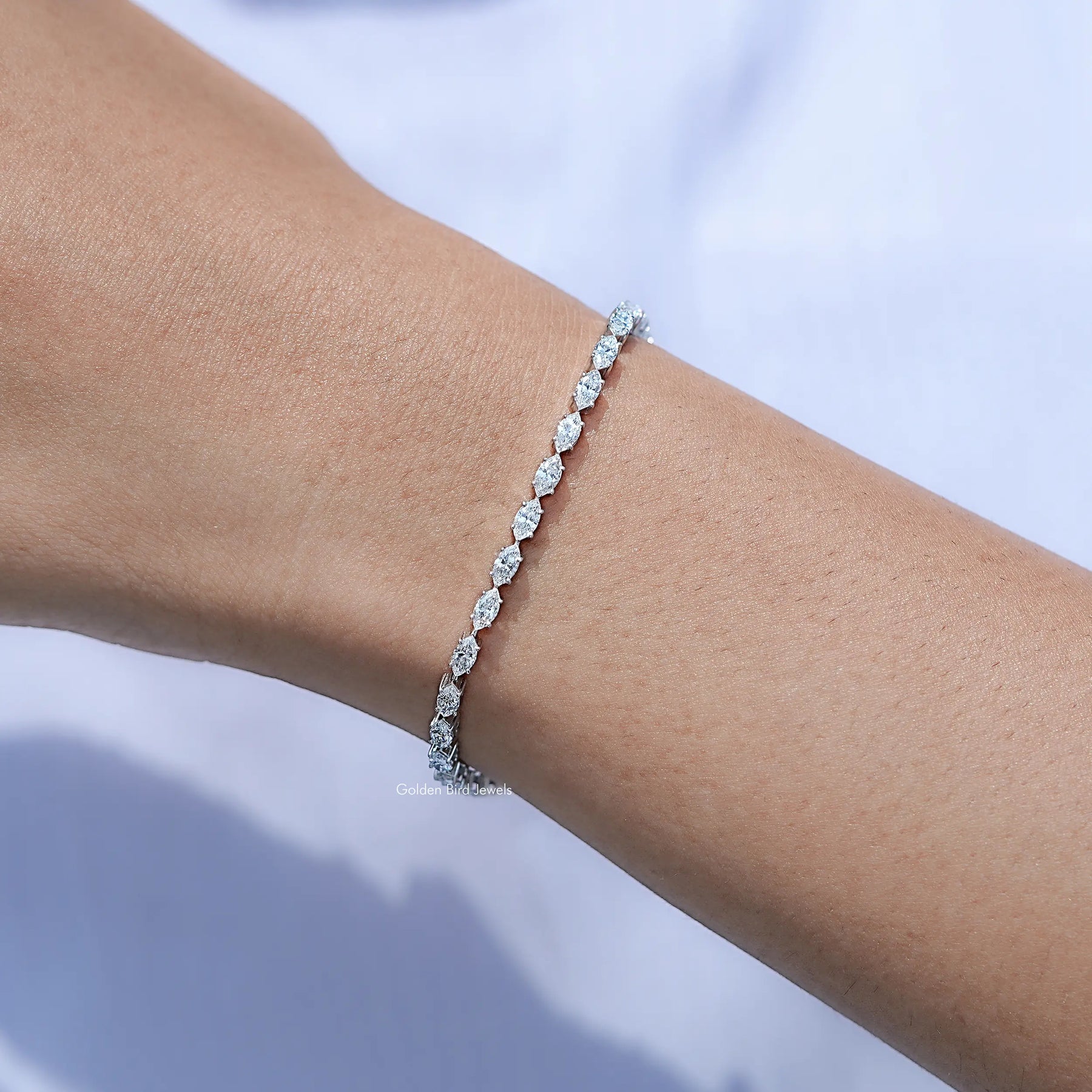 Detailed View of Marquise Cut Lab Tennis Bracelet
