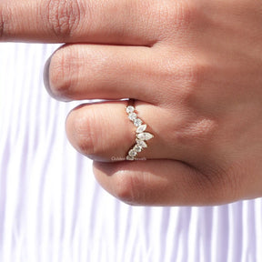 Marquise Cut Lab Diamond Curved Stacking Band