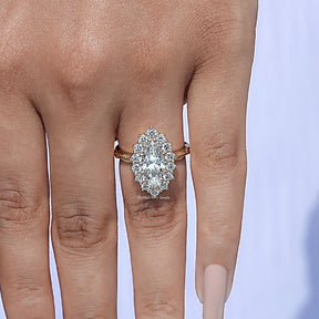View of Marquise Cut Lab Diamond Engagement Ring In Yellow Gold