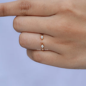 Top view of Lab Diamond Open Cuff Two Stone Ring for women 's wear
