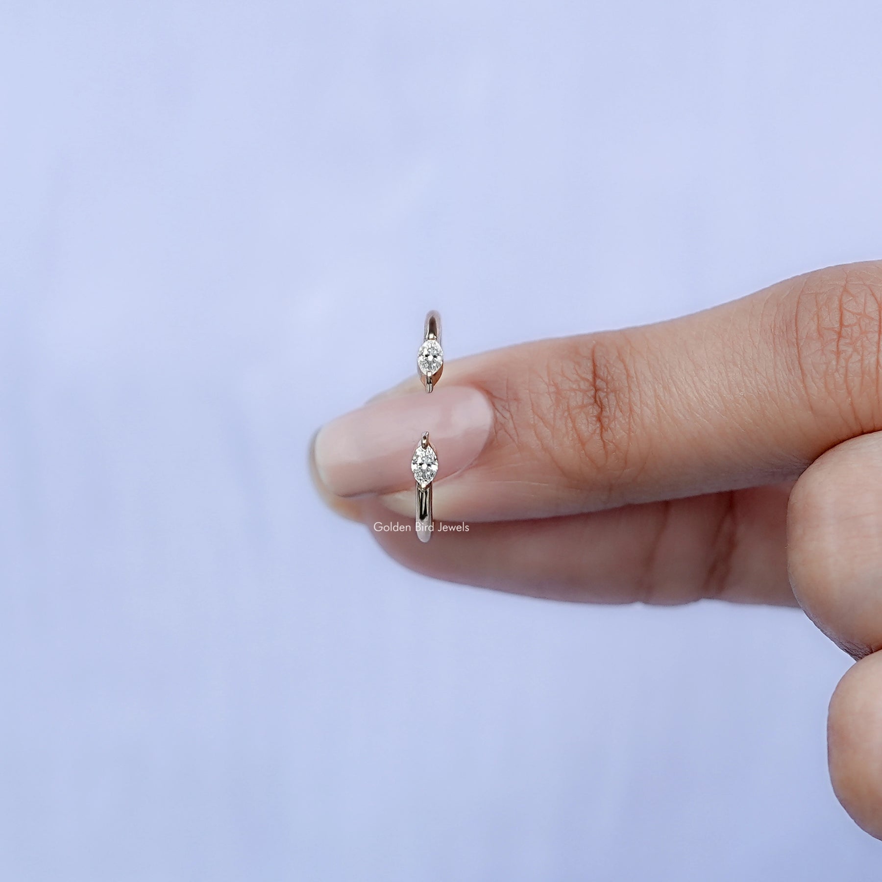 View of Lab Diamond Open Cuff Two Stone Ring in prongs setting 