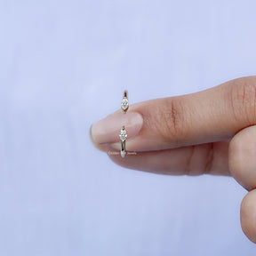 View of Lab Diamond Open Cuff Two Stone Ring in prongs setting 