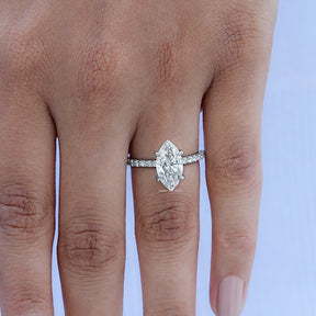 Marquise Cut Solitaire Diamond Ring In finger