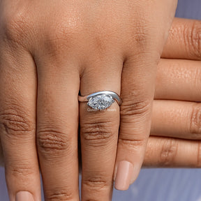 Marquise Cut Lab Diamond Curved Solitaire Ring