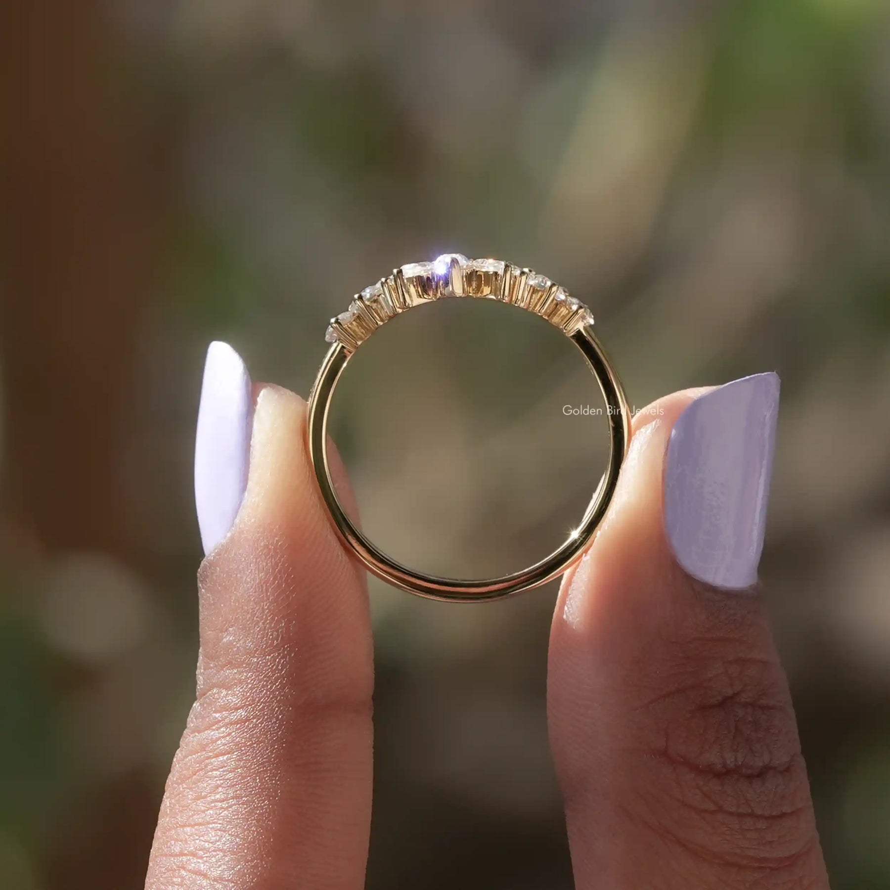 Marquise Cut Lab Diamond Curved Stacking Band