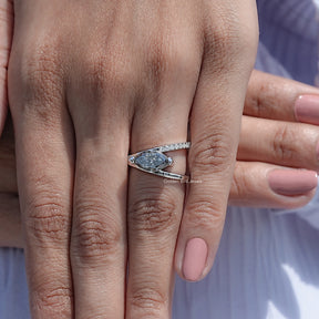 Split Shank Marquise Cut Moissanite Engagement Ring