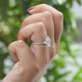 View of Hidden Halo Marquise Cut Moissanite Ring In White Gold