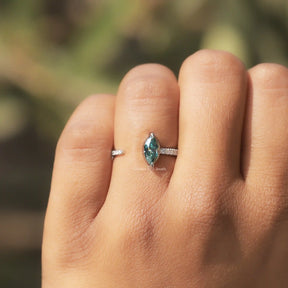 Moissanite Marquise Cut Open Cuff Accent Ring In finger