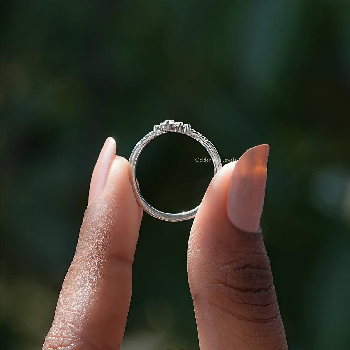 [Moissanite Marquise Cut White Gold Ring]-[Golden Bird Jewels]