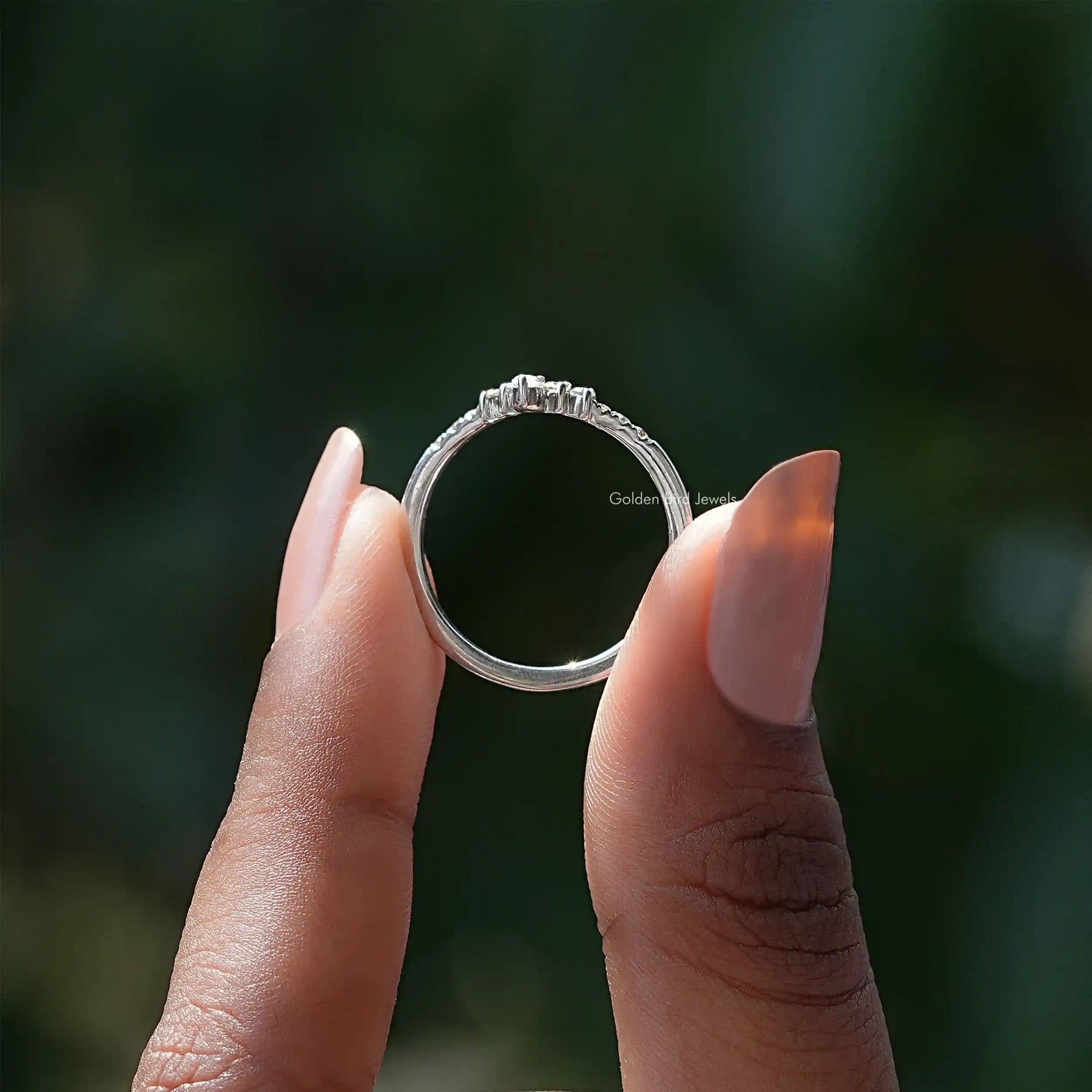 [Moissanite Marquise Cut White Gold Ring]-[Golden Bird Jewels]