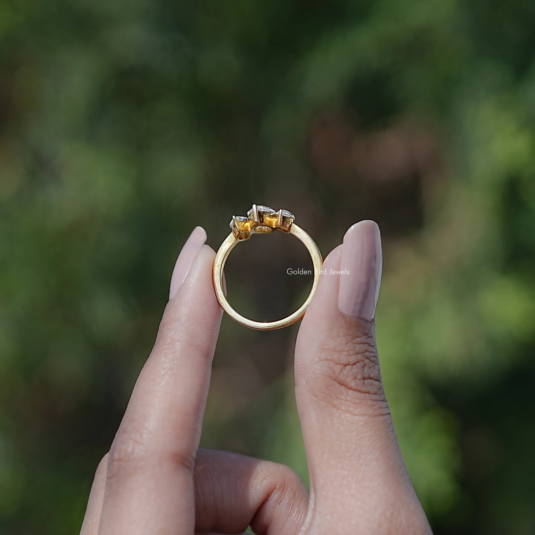 Marquise Moissanite Three Stone Engagement Ring