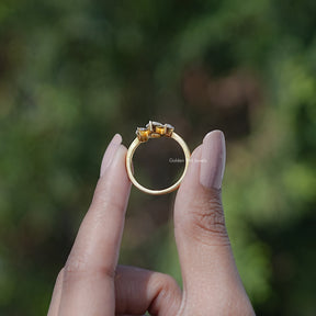 Marquise Moissanite Three Stone Engagement Ring