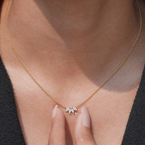 View of Marquise Cut Diamond Minimalist Pendant​ In of Women's