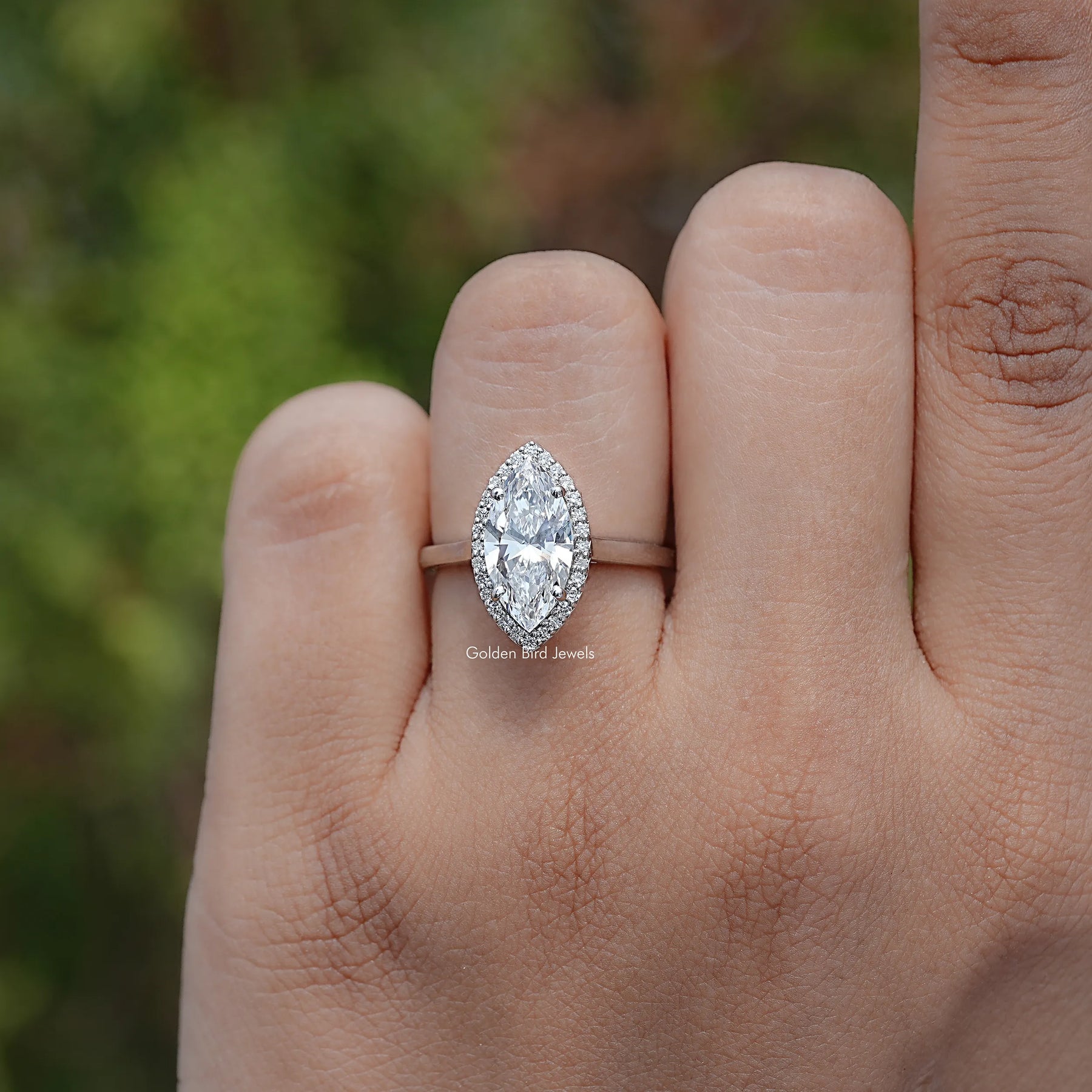 Marquise Cut Lab Grown Diamond Halo Ring