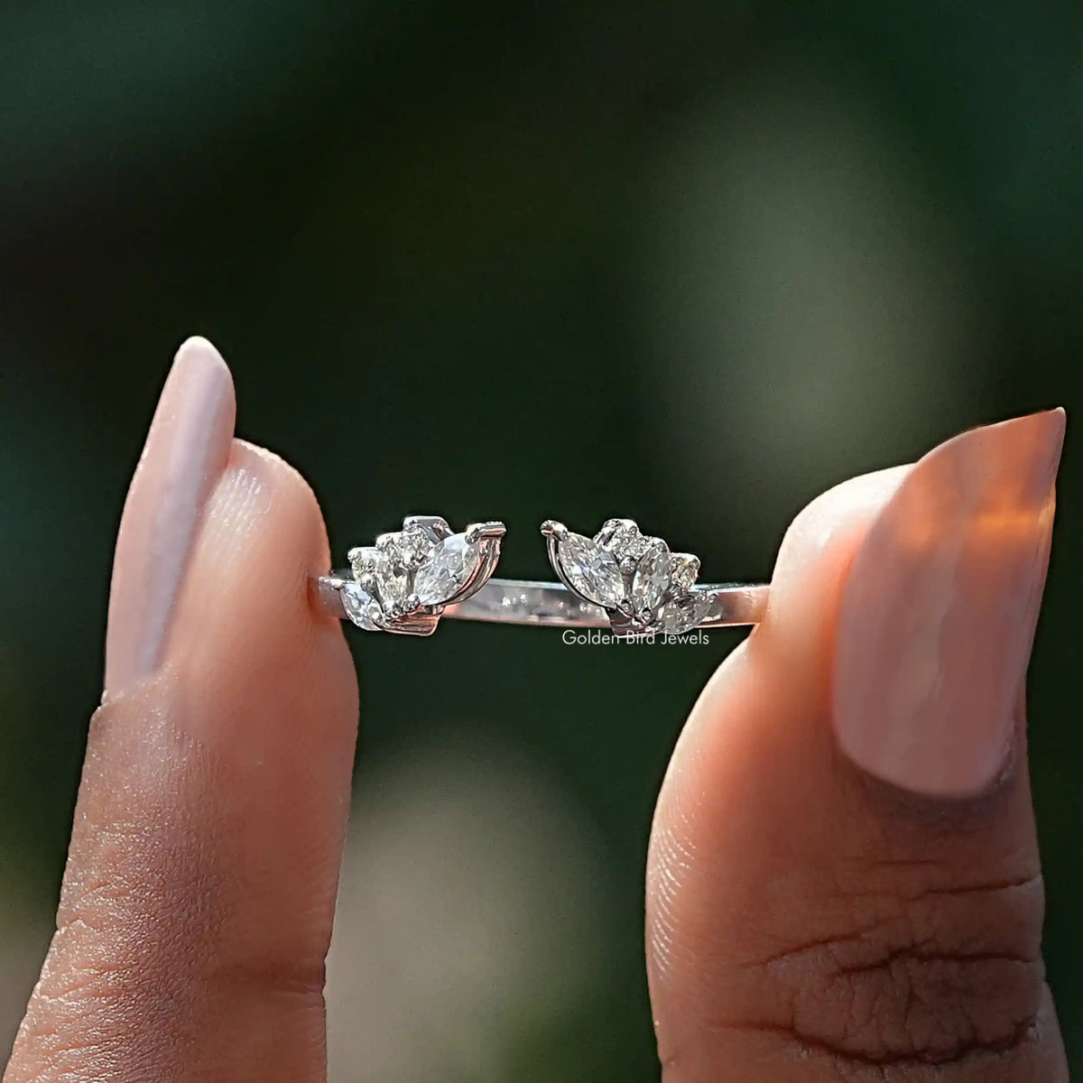 Marquise Lab Diamond Open Cuff Stacking Band