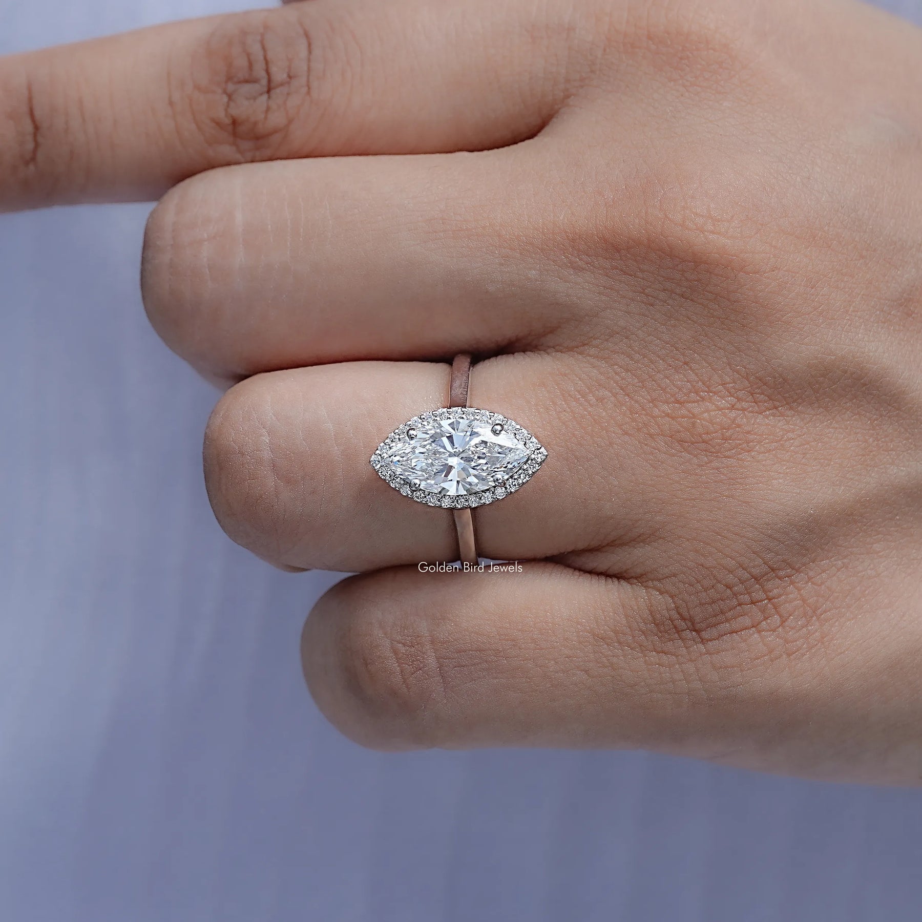 Marquise Cut Lab Grown Diamond Halo Ring