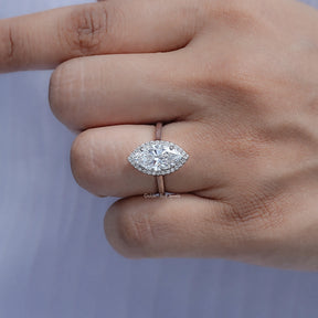 Marquise Cut Lab Grown Diamond Halo Ring