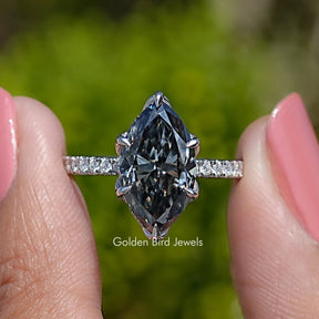 Gray Marquise Moissanite Accent Stone Ring