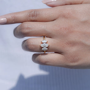 Marquise Moissanite Three Stone Engagement Ring