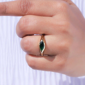 View of Solitaire Marquise Cut Engagement Ring In White Gold