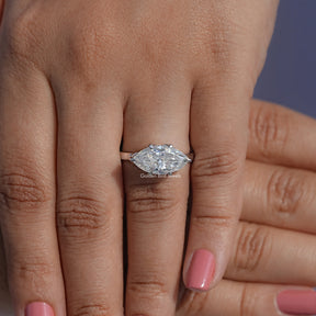 East West Set Marquise Moissanite Solitaire Ring