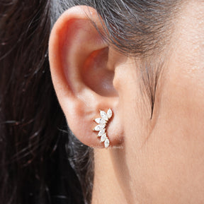 In Ear View Of moissanite Earrings in four prongs setting 