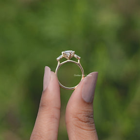 Back view of Marquise Cut Moissanite Three Stone Ring