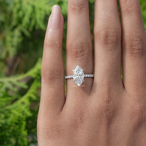 Detailed View Of Marquise Cut Diamond Solitaire Ring