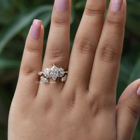 View Of Dutch Marquise Cut Engagement Ring In Finger