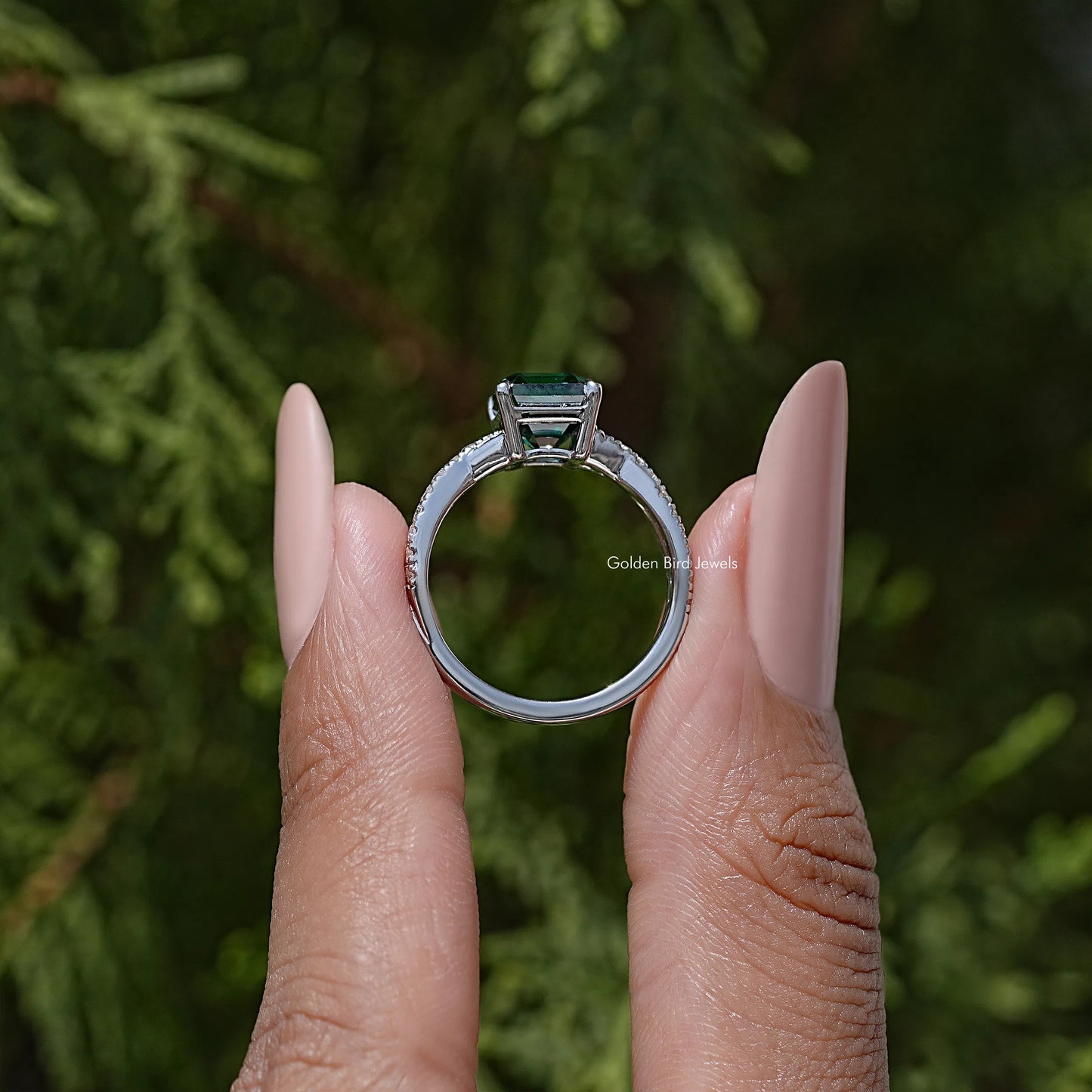 Asscher Cut Moissanite Gemstone Twisted Accent Ring