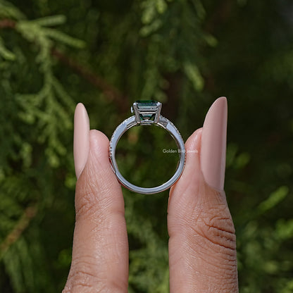 Asscher Cut Moissanite Gemstone Twisted Accent Ring