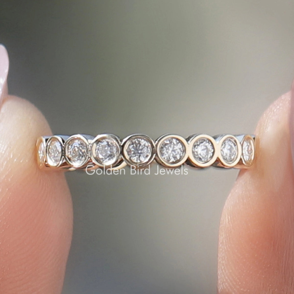 Bezel Set Round Moissanite Full Eternity Band